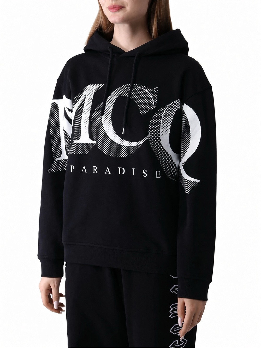 NWT McQ Alexander McQueen Paradise Logo Boyfriend Hoodie Black Sz M 100% Cotton